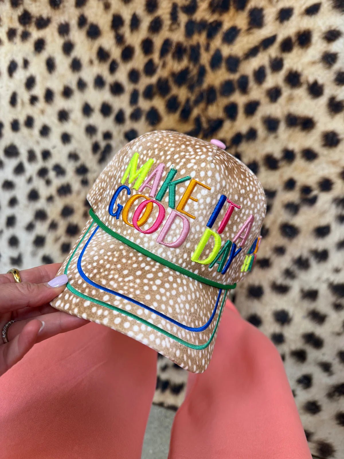 Make It A Good Day Fawn Snapback Hat - The Pink Pineapple 850