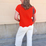 Mandarin Contrast Knit Top - The Pink Pineapple 850