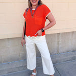 Mandarin Contrast Knit Top - The Pink Pineapple 850