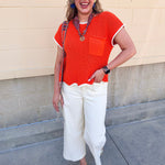 Mandarin Contrast Knit Top - The Pink Pineapple 850