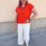 Mandarin Contrast Knit Top - The Pink Pineapple 850