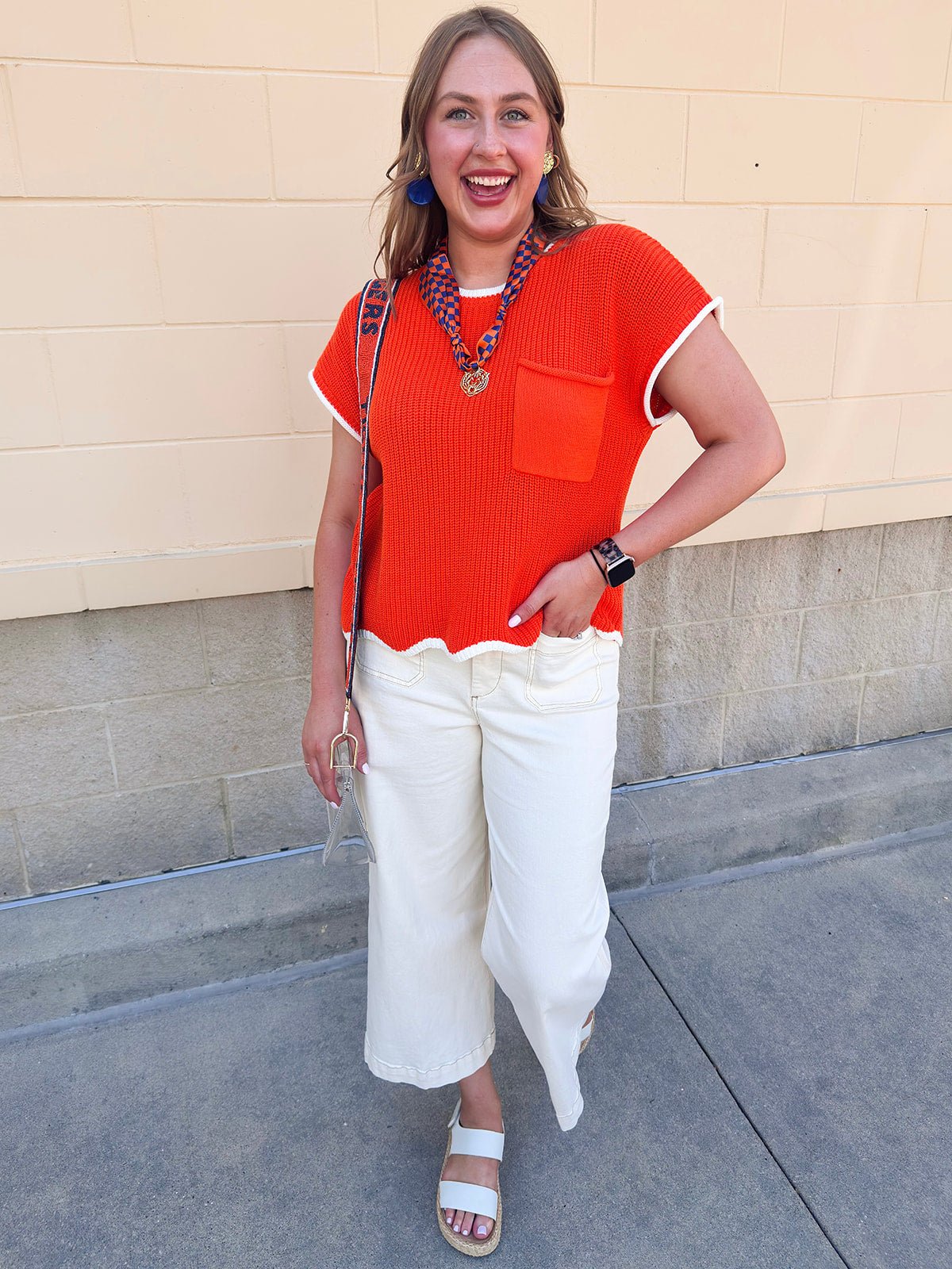 Mandarin Contrast Knit Top - The Pink Pineapple 850