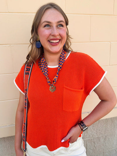 Mandarin Contrast Knit Top - The Pink Pineapple 850