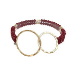 Maroon Double Strand Crystal Stretch Bracelet with Matte - The Pink Pineapple 850
