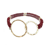 Maroon Double Strand Crystal Stretch Bracelet with Matte - The Pink Pineapple 850