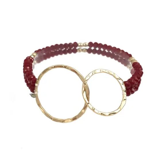 Maroon Double Strand Crystal Stretch Bracelet with Matte - The Pink Pineapple 850