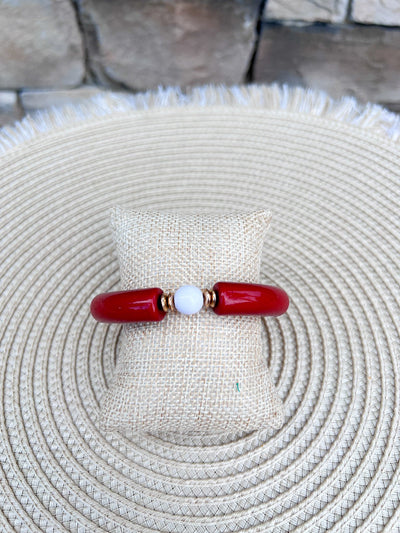 Maroon Luxe Beaded Bracelet - The Pink Pineapple 850