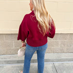 Maroon Stripe V - Neck Collared Sweater - The Pink Pineapple 850