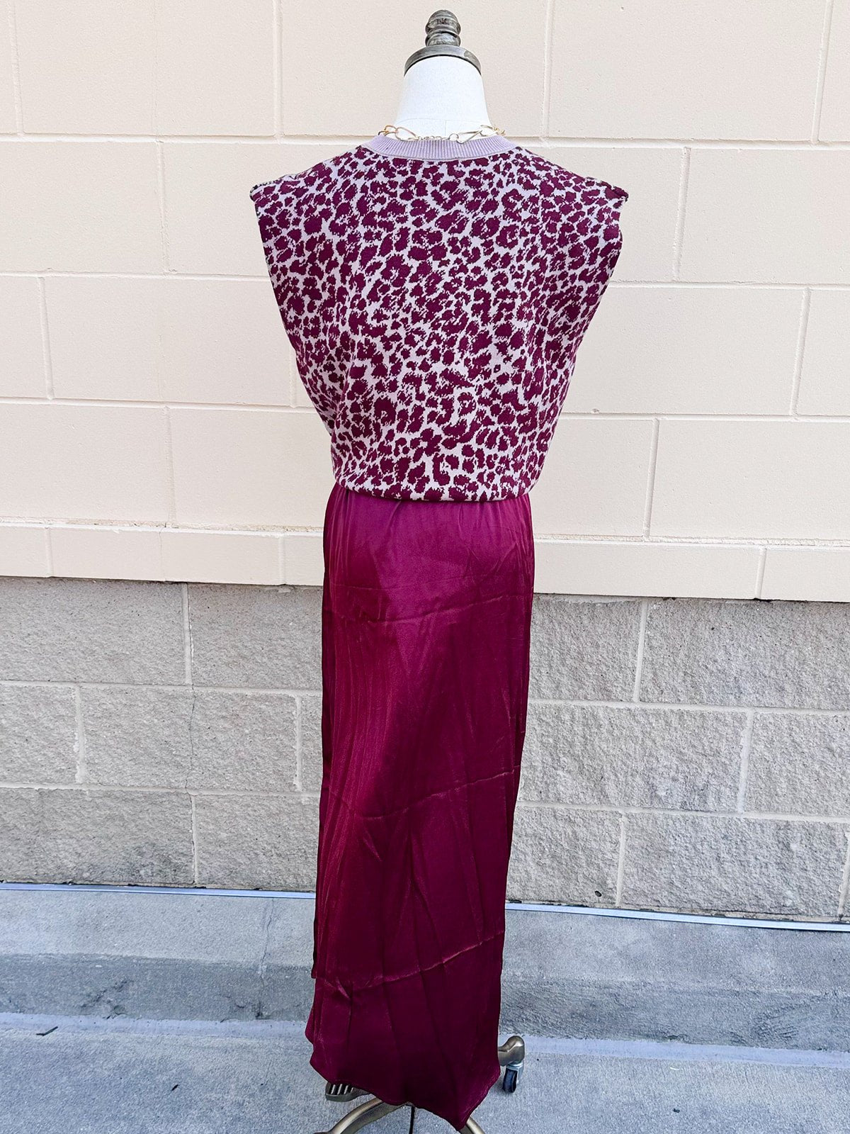 Maroon & Taupe Leopard Two-Piece Set - The Pink Pineapple 850
