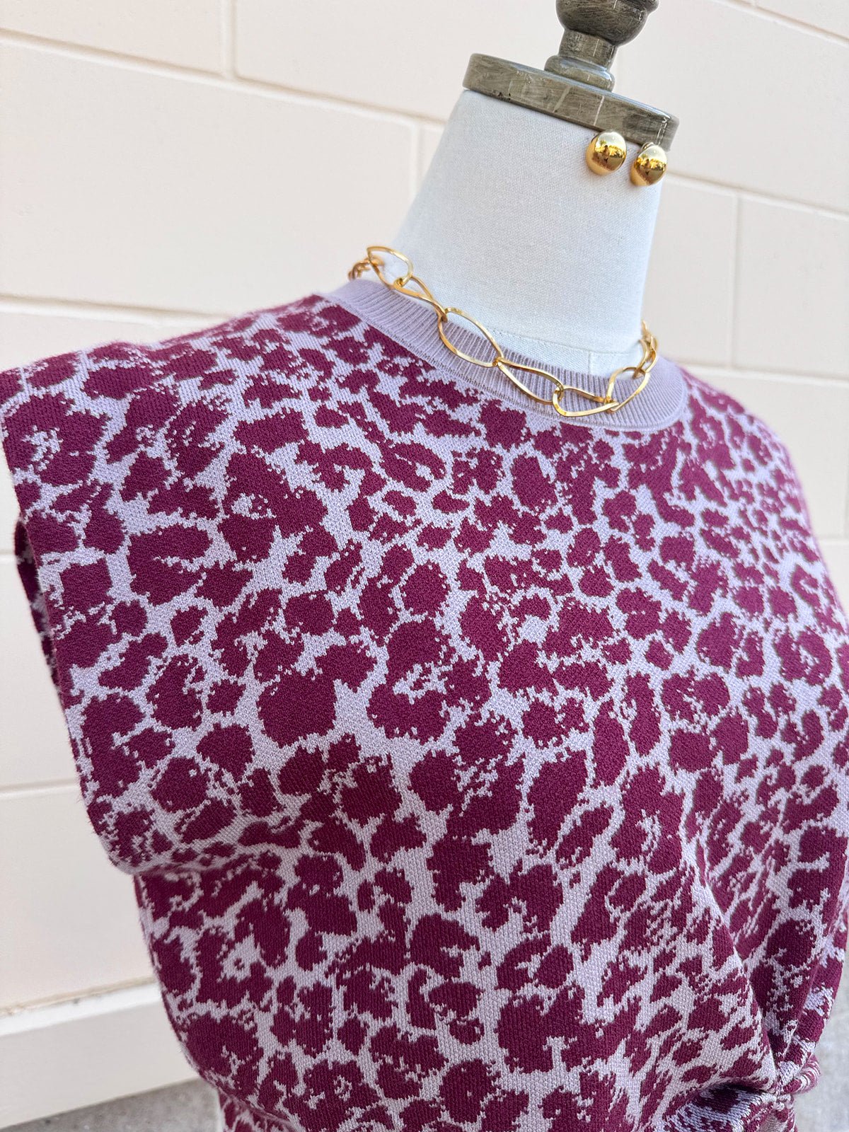 Maroon & Taupe Leopard Two-Piece Set - The Pink Pineapple 850