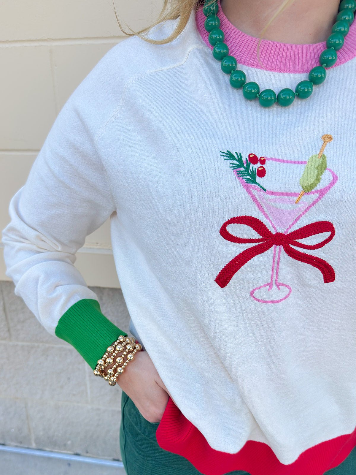 Martini Mistletoe Sweater - The Pink Pineapple 850