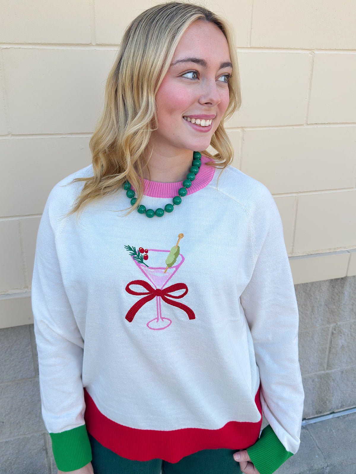 Martini Mistletoe Sweater - The Pink Pineapple 850