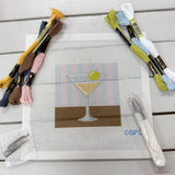 Martini on a Striped Background Needlepoint Kit - The Pink Pineapple 850