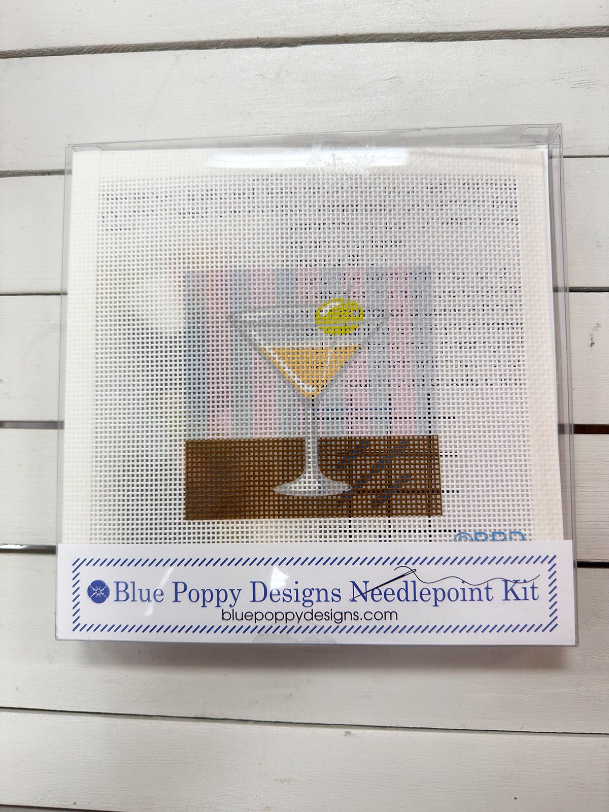 Martini on a Striped Background Needlepoint Kit - The Pink Pineapple 850
