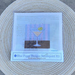 Martini on a Striped Background Needlepoint Kit - The Pink Pineapple 850