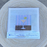 Martini on a Striped Background Needlepoint Kit - The Pink Pineapple 850