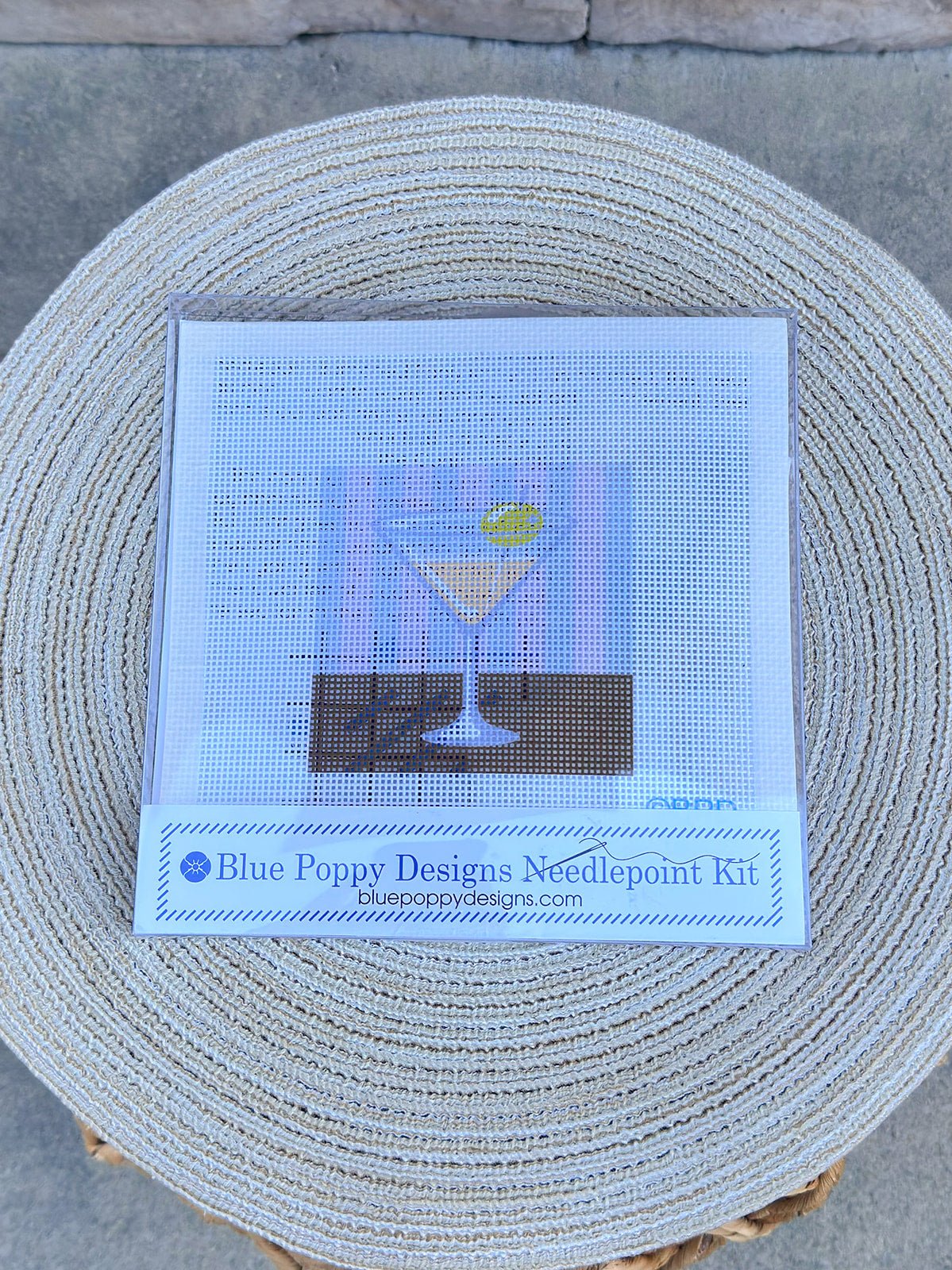 Martini on a Striped Background Needlepoint Kit - The Pink Pineapple 850