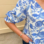 [Mary Square] Ashlyn Porcelain Vines Top - The Pink Pineapple 850