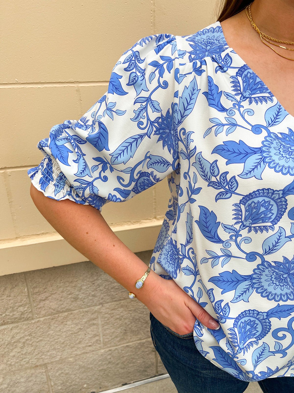 [Mary Square] Ashlyn Porcelain Vines Top - The Pink Pineapple 850
