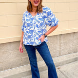 [Mary Square] Ashlyn Porcelain Vines Top - The Pink Pineapple 850