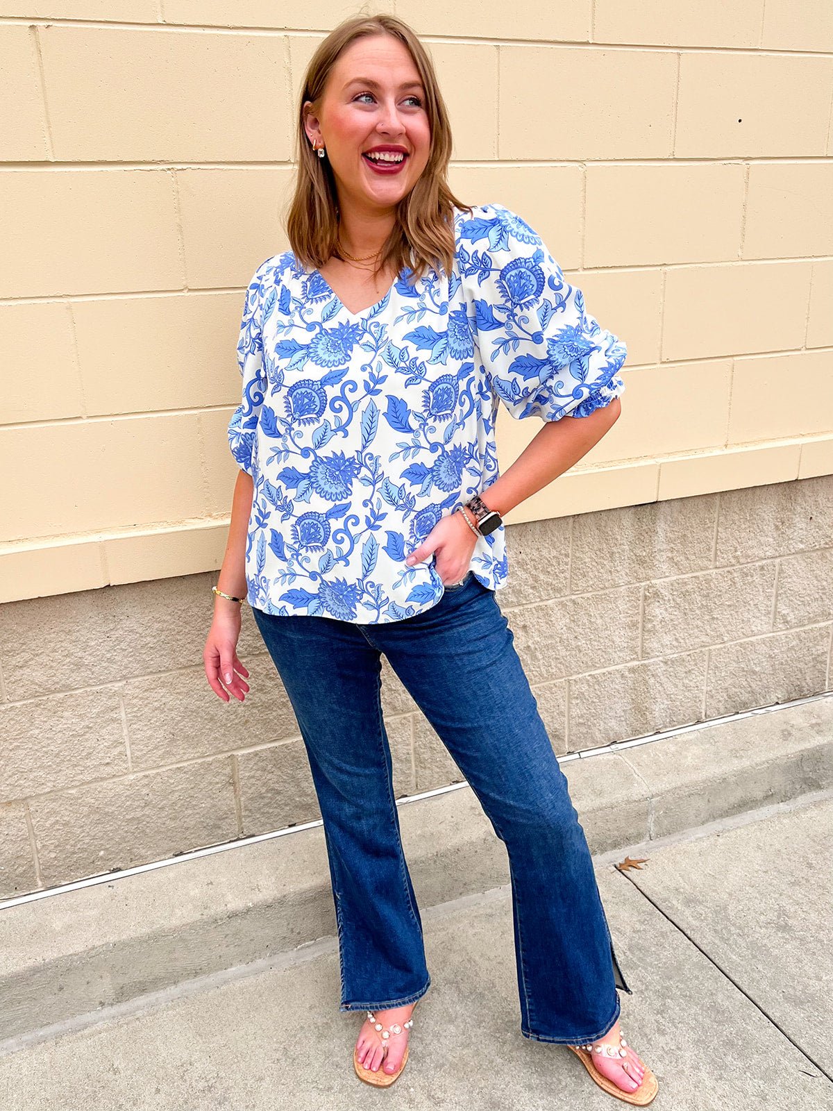 [Mary Square] Ashlyn Porcelain Vines Top - The Pink Pineapple 850