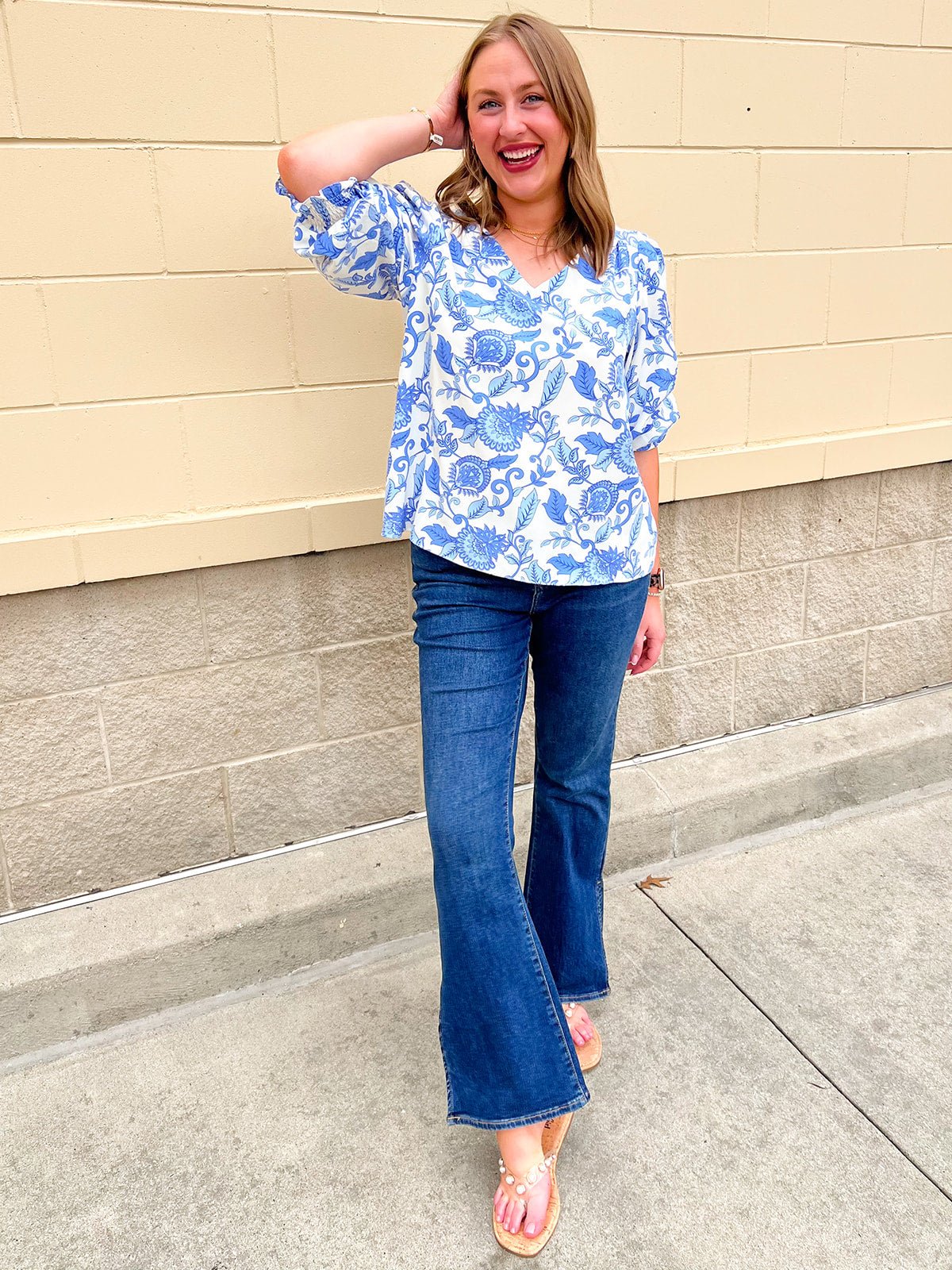 [Mary Square] Ashlyn Porcelain Vines Top - The Pink Pineapple 850