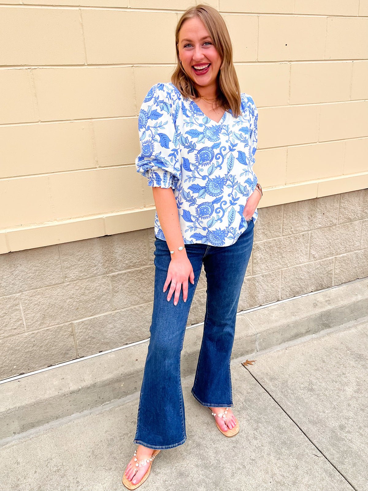 [Mary Square] Ashlyn Porcelain Vines Top - The Pink Pineapple 850