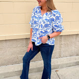 [Mary Square] Ashlyn Porcelain Vines Top - The Pink Pineapple 850