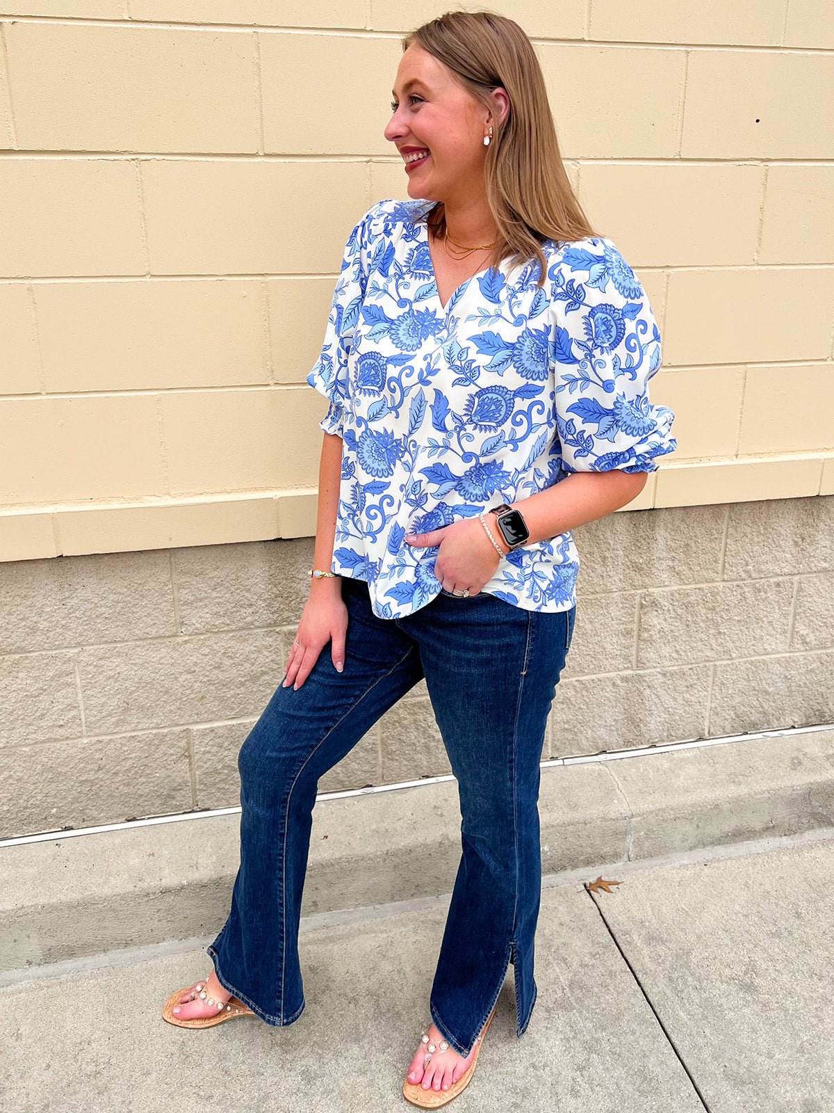 [Mary Square] Ashlyn Porcelain Vines Top - The Pink Pineapple 850