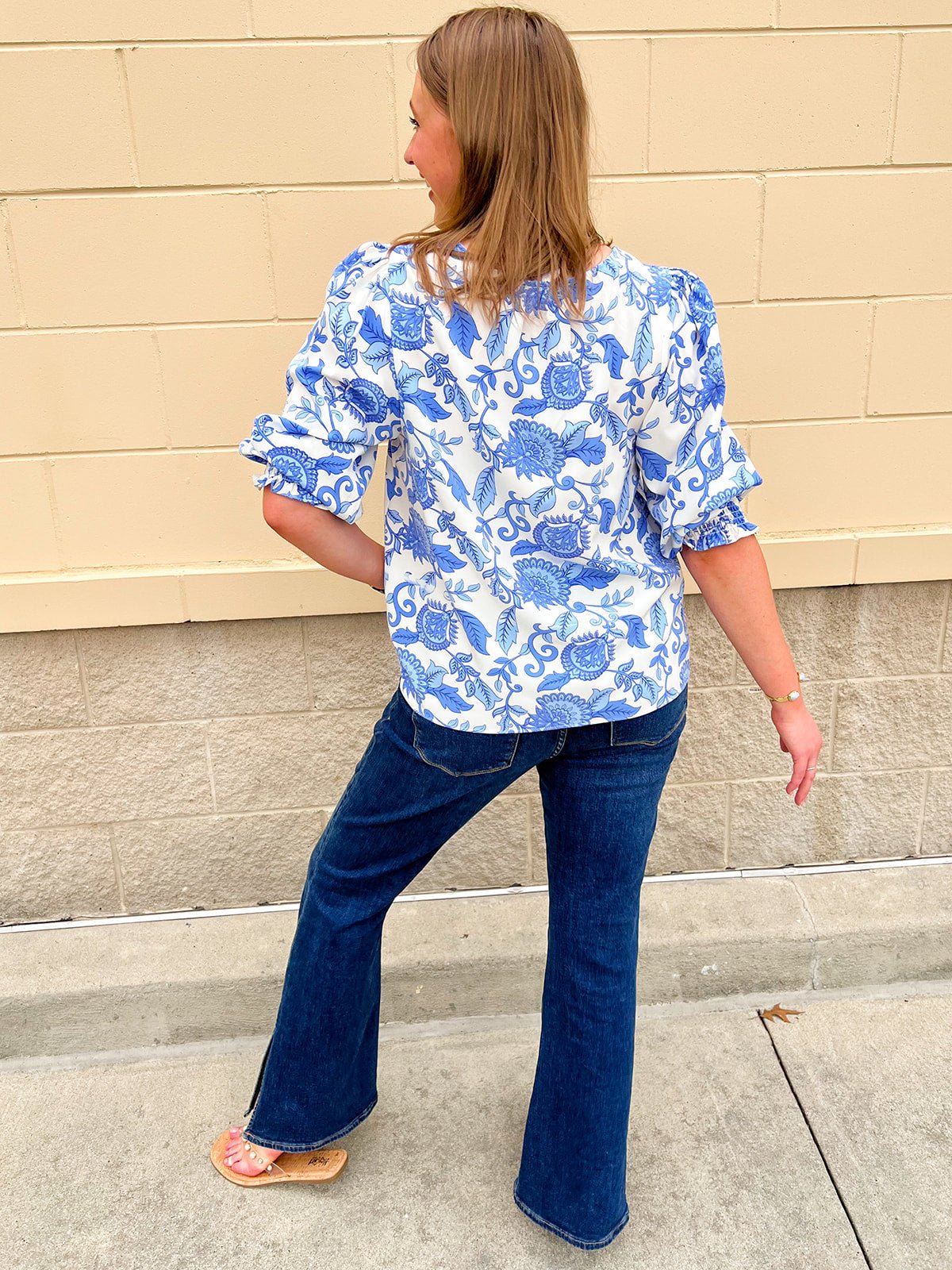 [Mary Square] Ashlyn Porcelain Vines Top - The Pink Pineapple 850