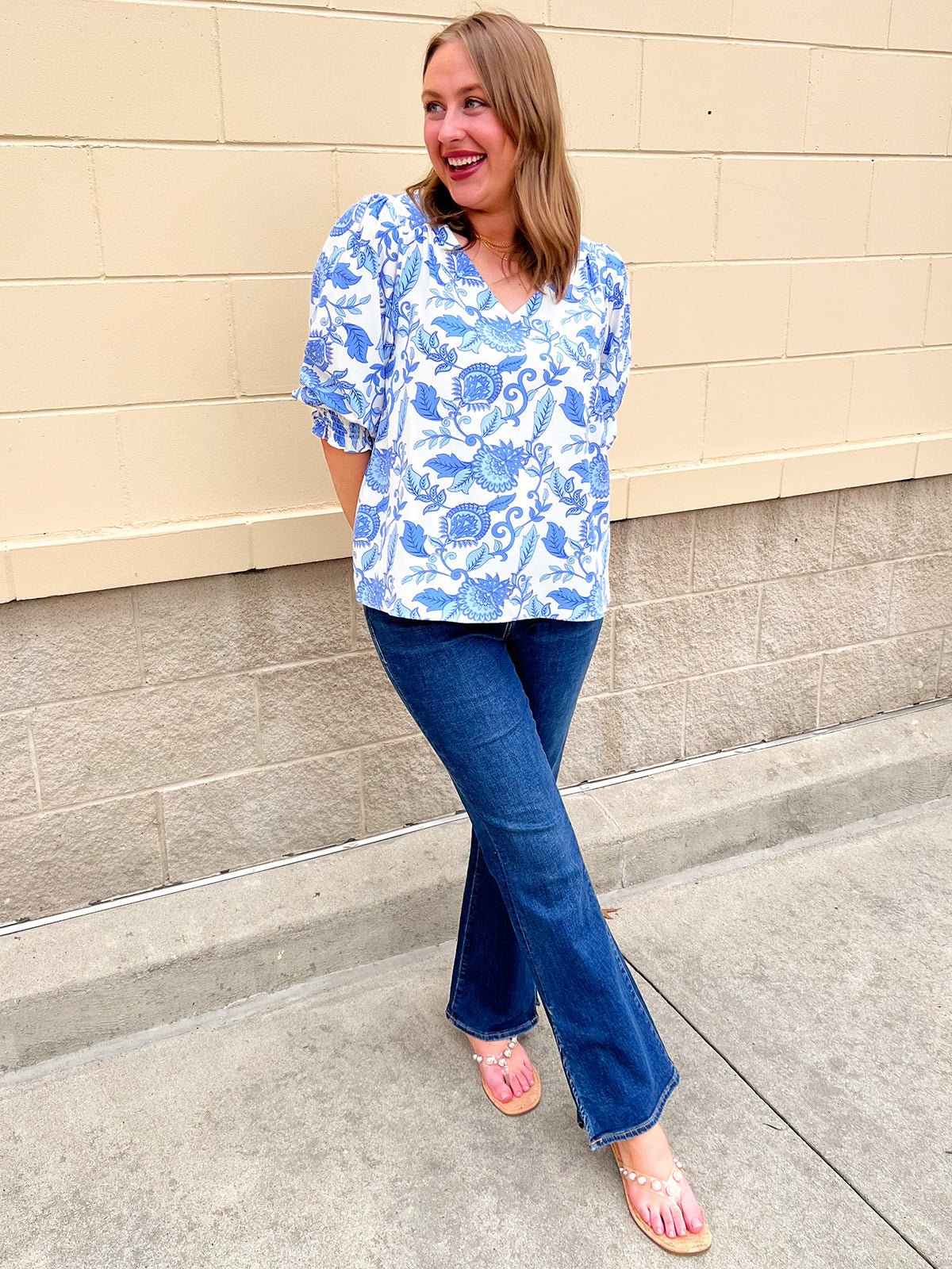 [Mary Square] Ashlyn Porcelain Vines Top - The Pink Pineapple 850
