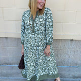 [Mary Square] Cameron Dress in Painted Trillium Olive - The Pink Pineapple 850