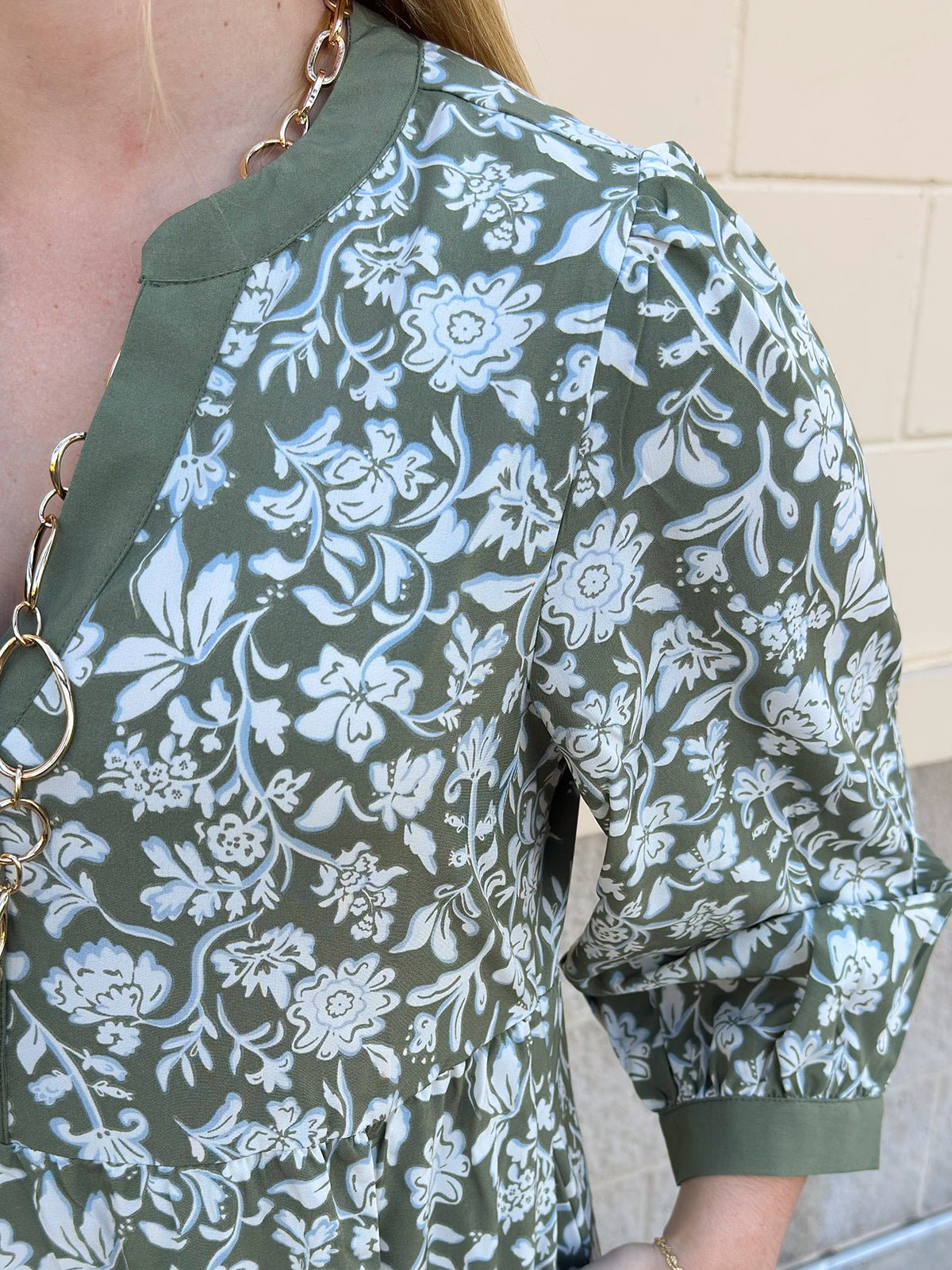 [Mary Square] Cameron Dress in Painted Trillium Olive - The Pink Pineapple 850