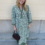 [Mary Square] Cameron Dress in Painted Trillium Olive - The Pink Pineapple 850