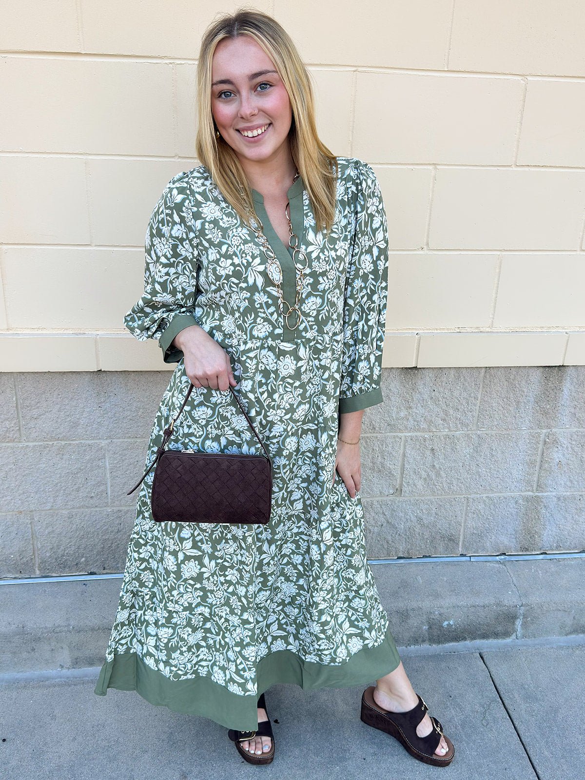 [Mary Square] Cameron Dress in Painted Trillium Olive - The Pink Pineapple 850
