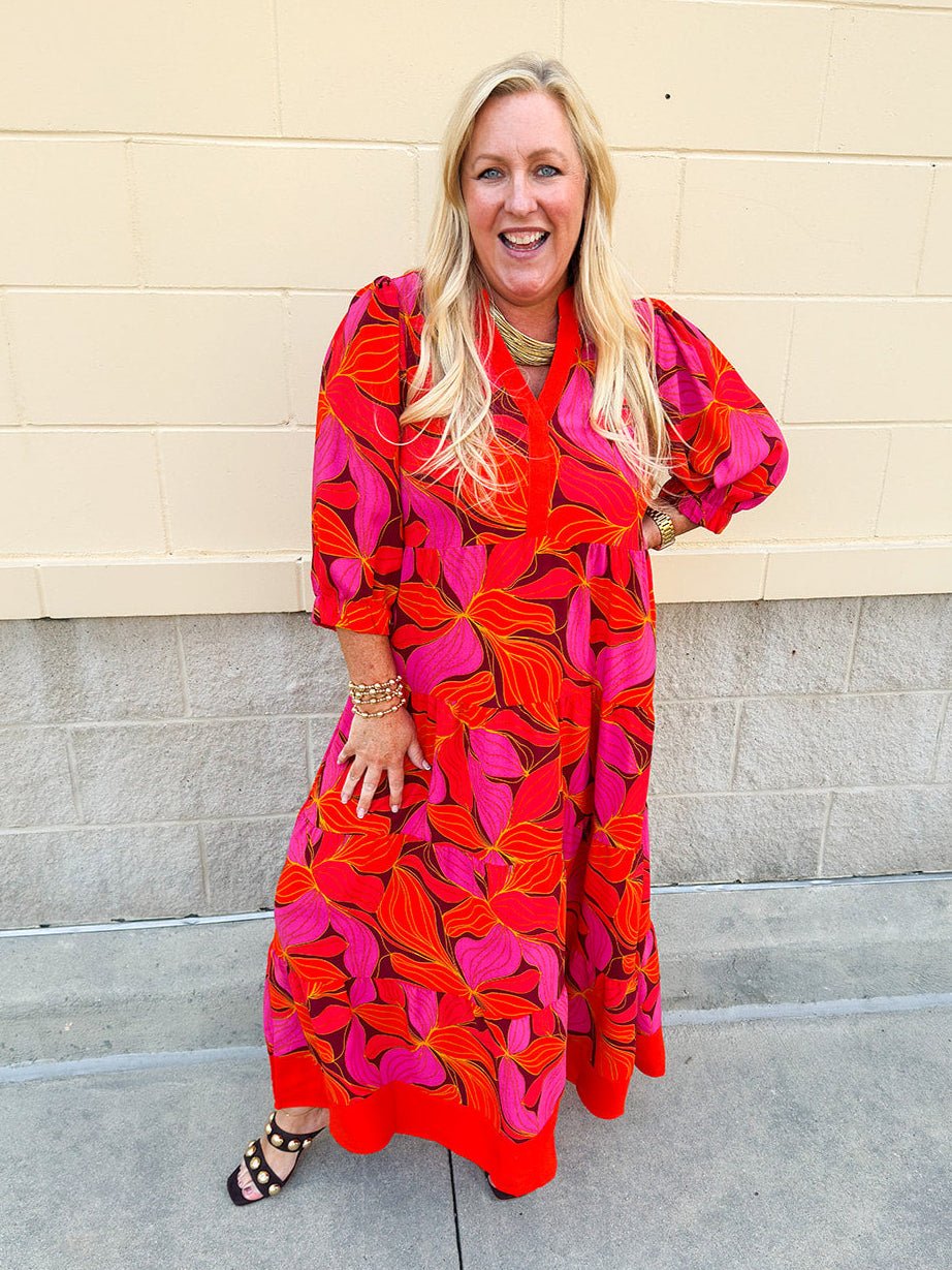 [Mary Square] Cameron Glow Over Fire Midi Dress - The Pink Pineapple 850