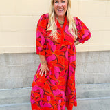 [Mary Square] Cameron Glow Over Fire Midi Dress - The Pink Pineapple 850