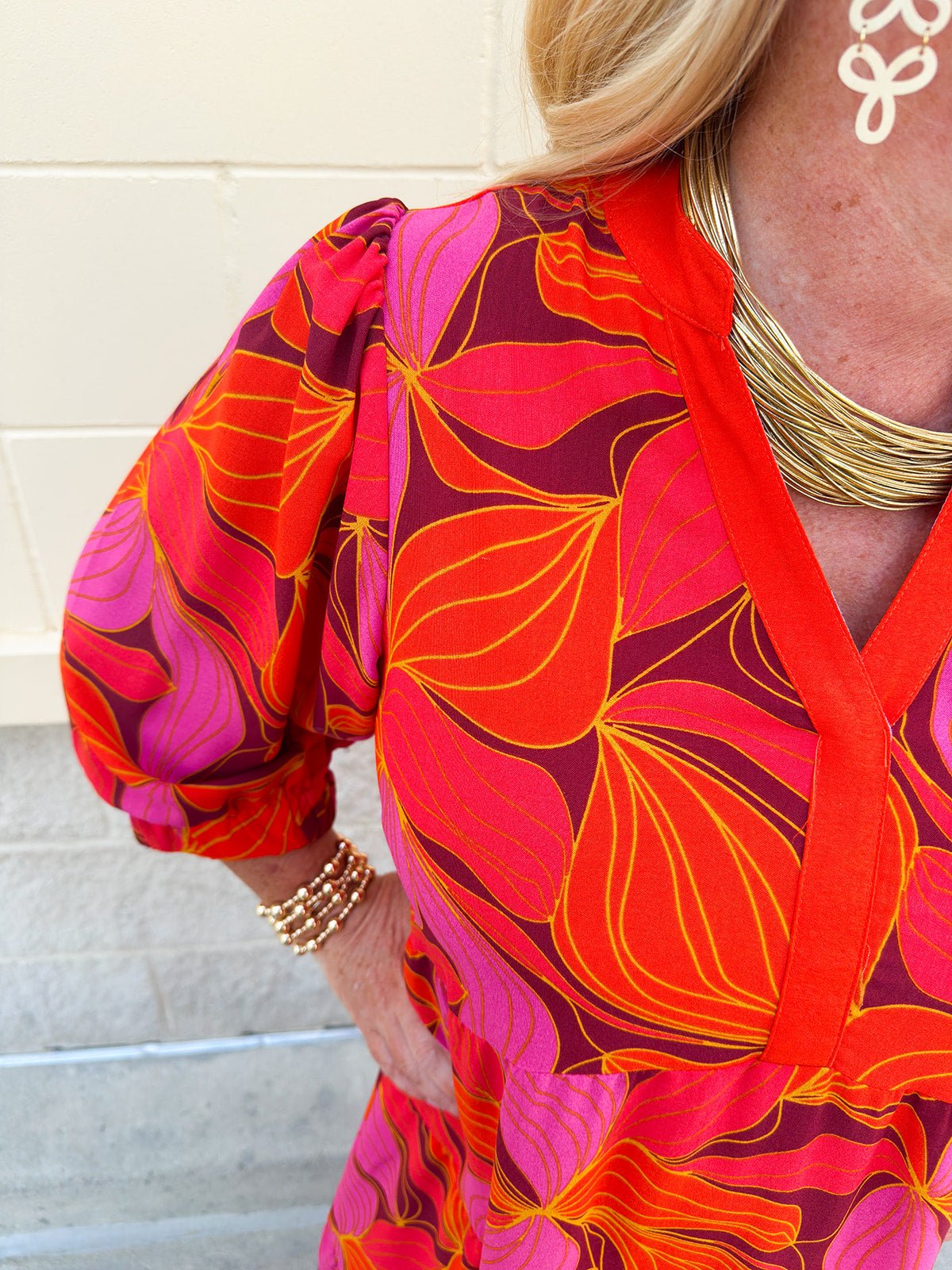 [Mary Square] Cameron Glow Over Fire Midi Dress - The Pink Pineapple 850