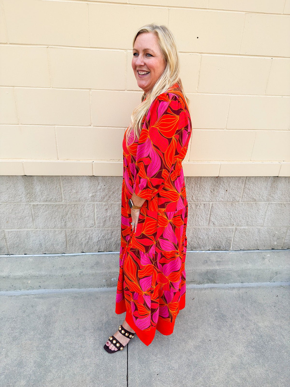 [Mary Square] Cameron Glow Over Fire Midi Dress - The Pink Pineapple 850