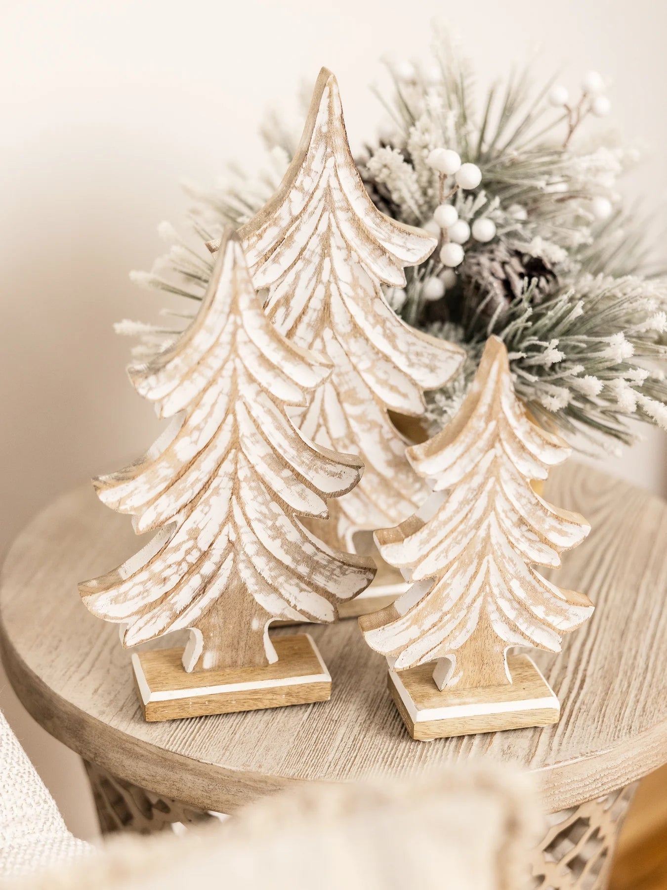 Mary Square Carved Spruce Wood Trees - The Pink Pineapple 850