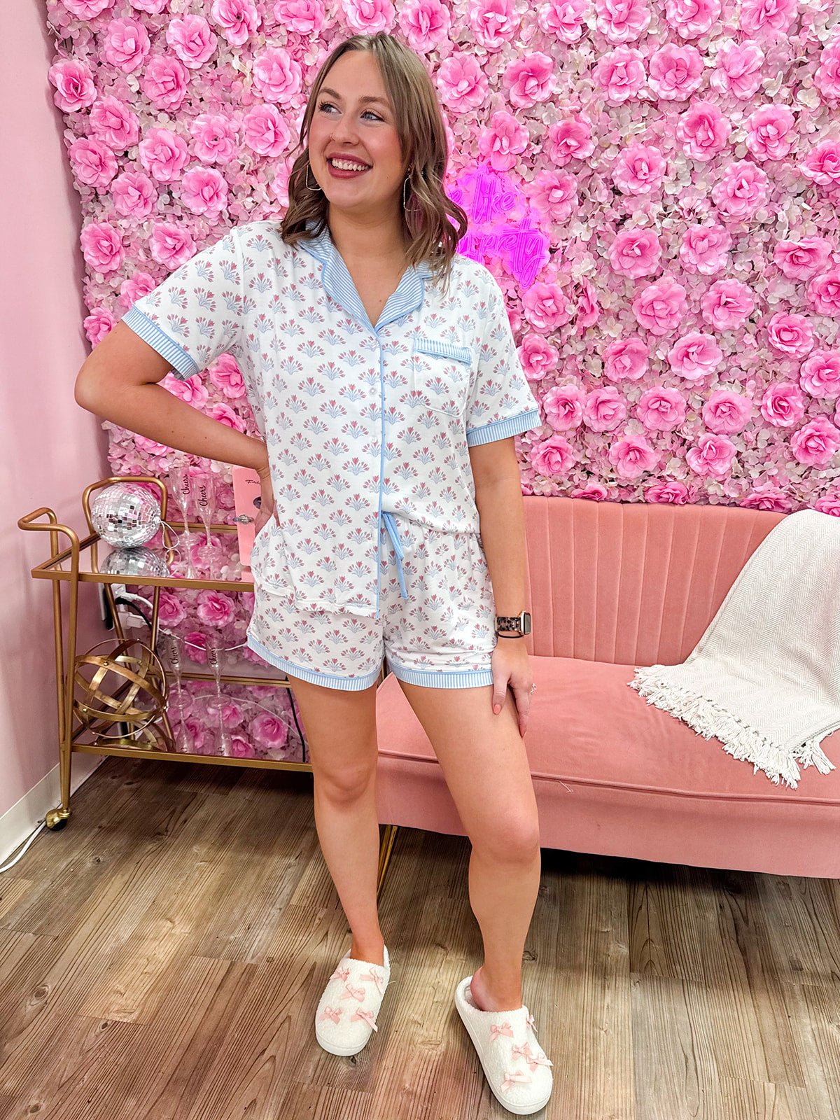 [Mary Square] Charlotte Belle Blooms Short Pajama Set - The Pink Pineapple 850