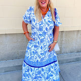 [Mary Square] Eloise Porcelain Blue Midi Dress - The Pink Pineapple 850