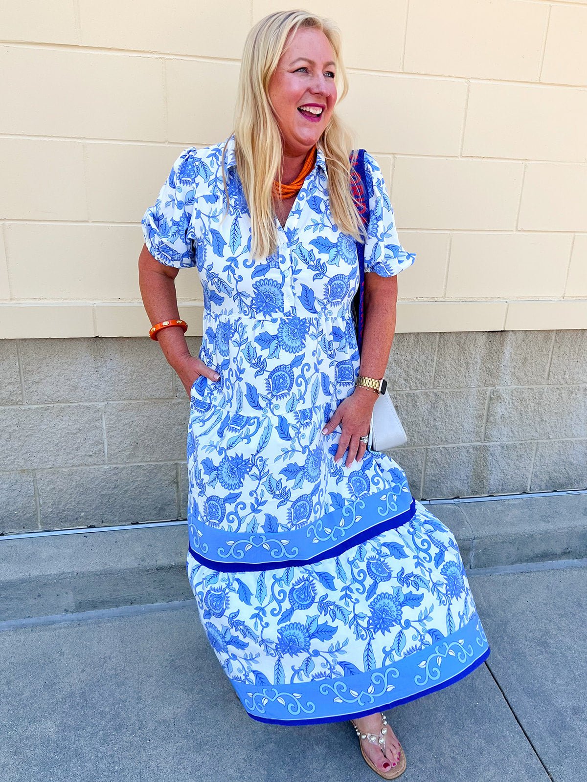 [Mary Square] Eloise Porcelain Blue Midi Dress - The Pink Pineapple 850