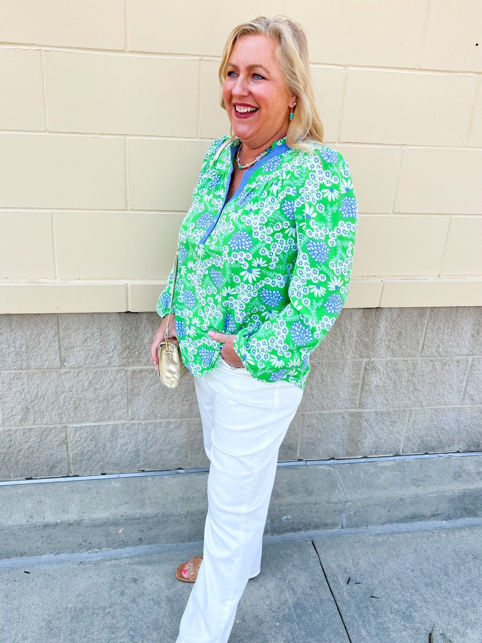 [Mary Square] Gianna Top in Daisy Chain Green - The Pink Pineapple 850