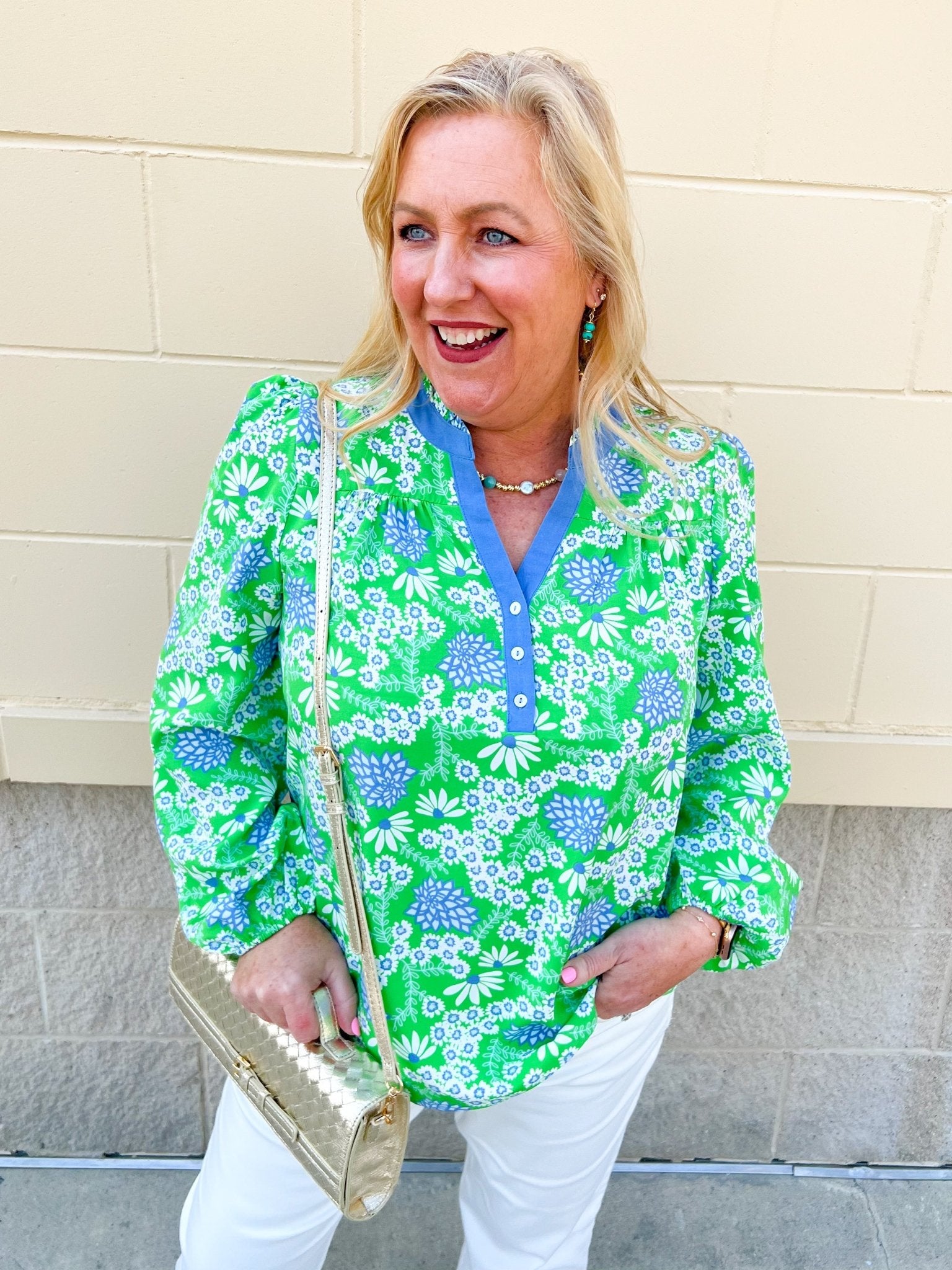 [Mary Square] Gianna Top in Daisy Chain Green - The Pink Pineapple 850
