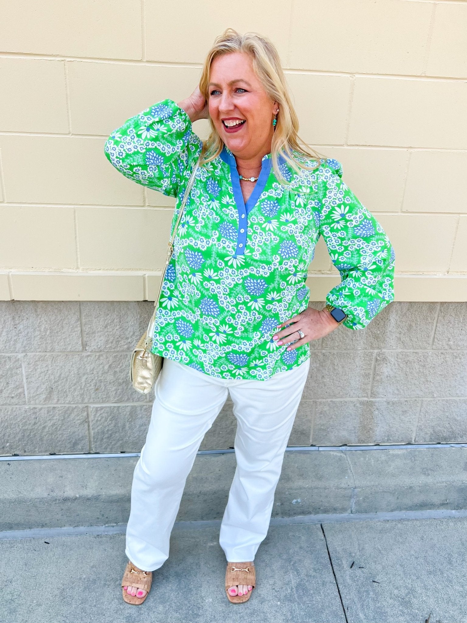 [Mary Square] Gianna Top in Daisy Chain Green - The Pink Pineapple 850