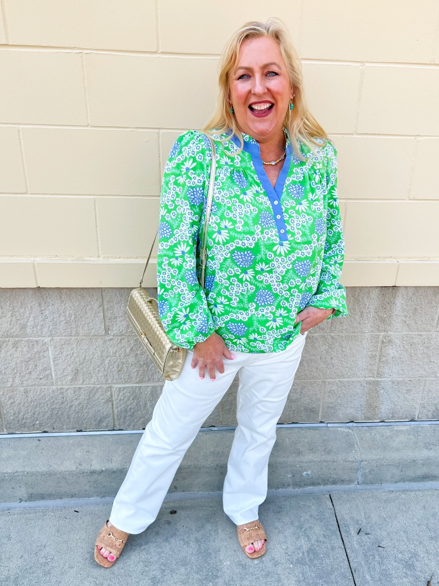[Mary Square] Gianna Top in Daisy Chain Green - The Pink Pineapple 850