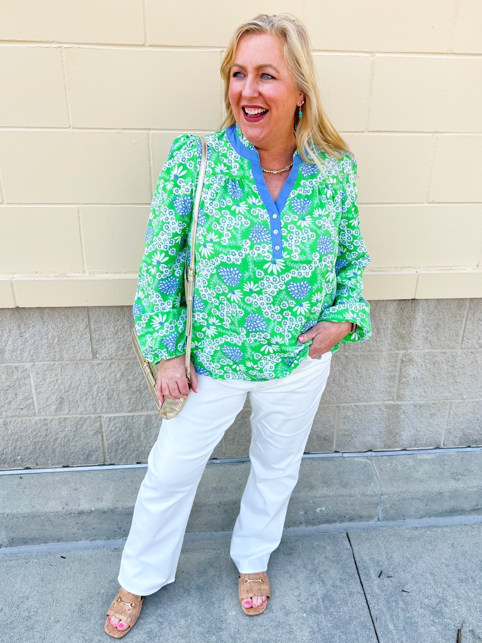 [Mary Square] Gianna Top in Daisy Chain Green - The Pink Pineapple 850