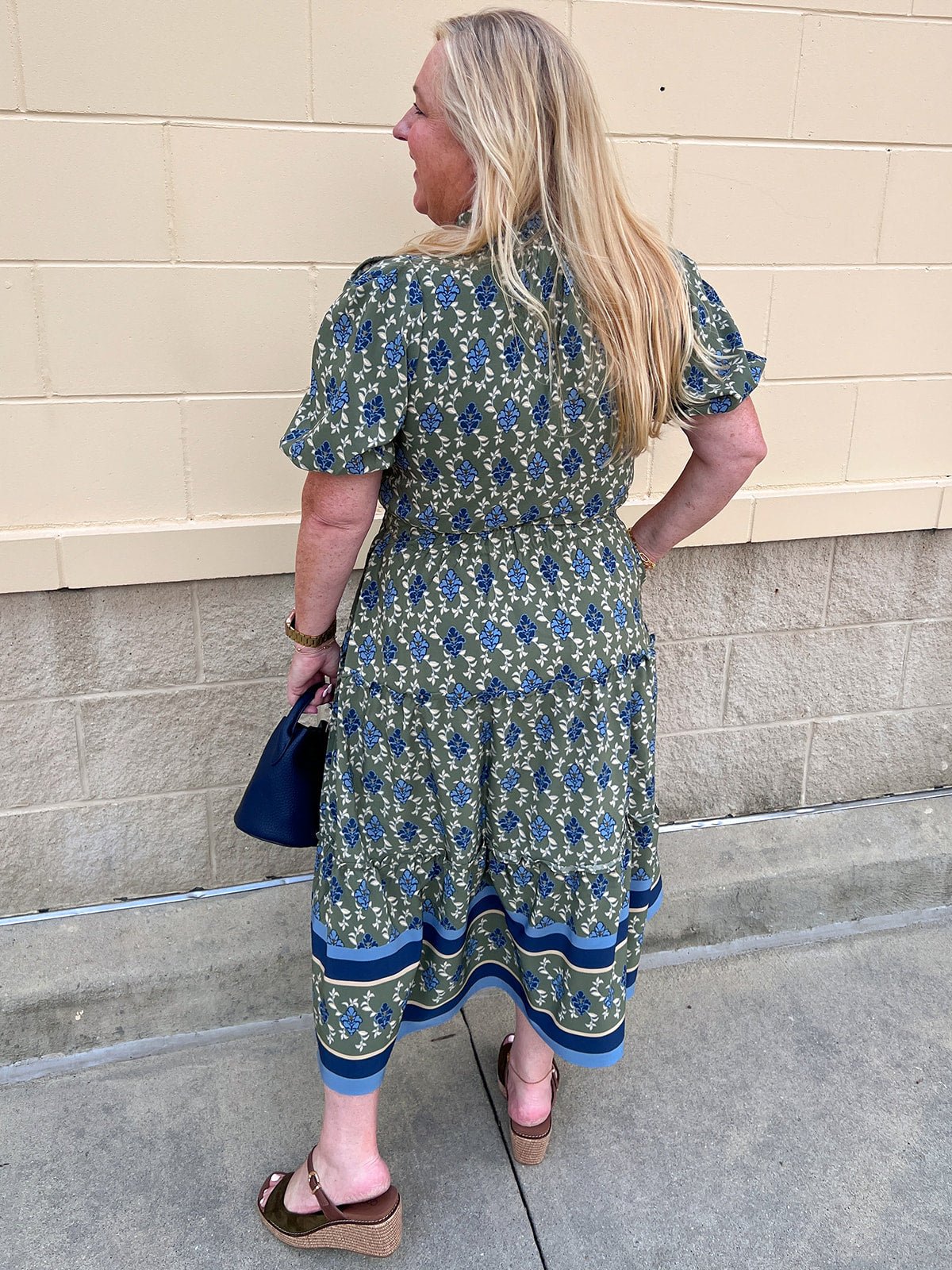 [Mary Square] Lainey Midi Dress | Orchid Damask Olive - The Pink Pineapple 850