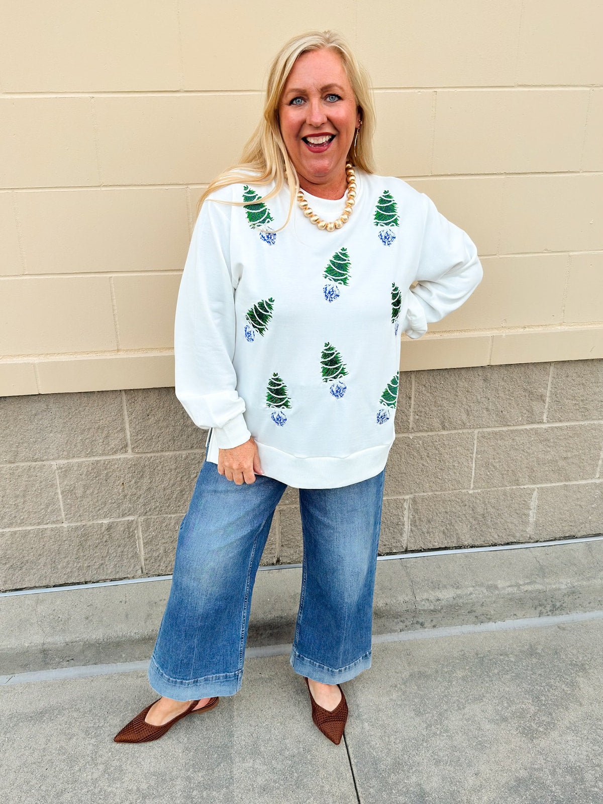 [Mary Square] Lakelyn Blue Trees Sweatshirt - The Pink Pineapple 850